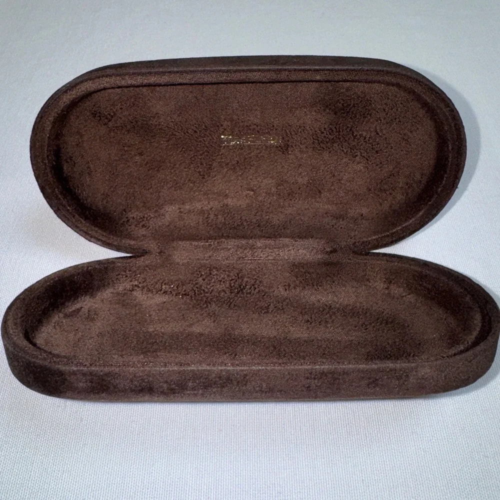 Tom Ford Dark‎ Brown Velvet Hard Clamshell Sunglasses Eyeglasses Case Gold Logo